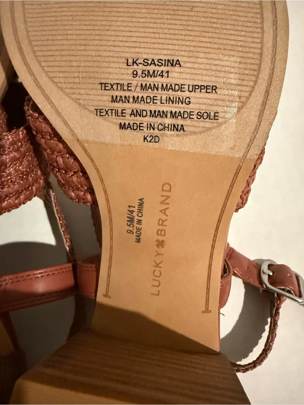 Lucky Brand Women's Braided Wedge Sandals - Rust Brown Size 9.5 NEW